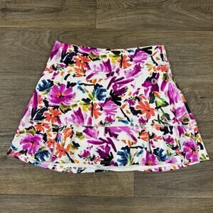 Dona Jo Glide Skort Sz 1.5 M Ruffle Tropical Golf Pickleball Breathable Active